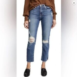 EUC FRAME Le Nouveau Distressed Straight Jean | Size 28 | Blue (Sackett)